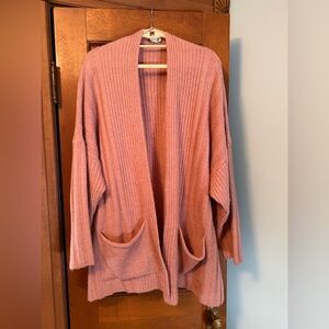 Topshop Oversized Blush Pink Ribbed Cardigan
